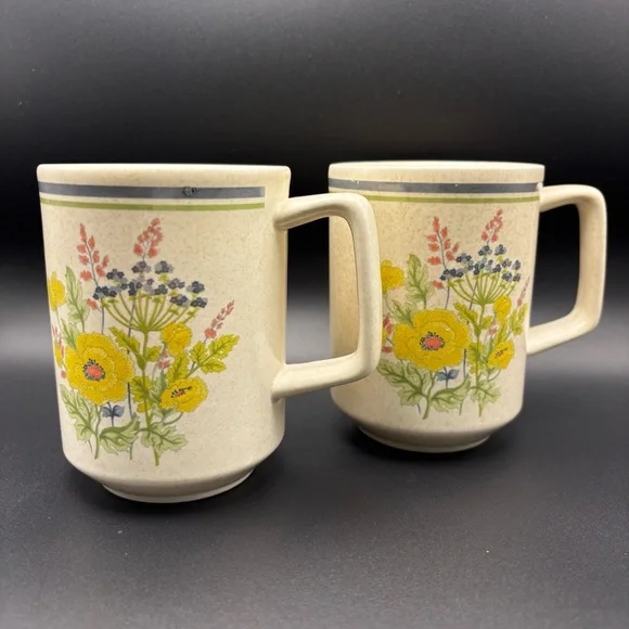 2 Vintage 70s Lenox Temper-ware Grand mugs Summer Spice Made in USA Discontinued - Picture 2 of 6